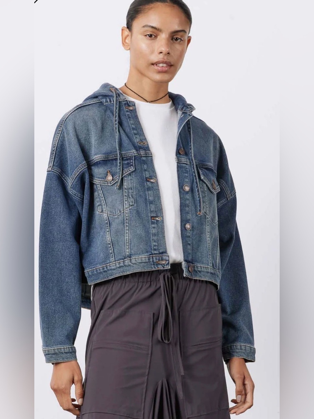 Ruti NWT The Denim Jacket 2.0 Night Blue Hooded Jean Sz Xs